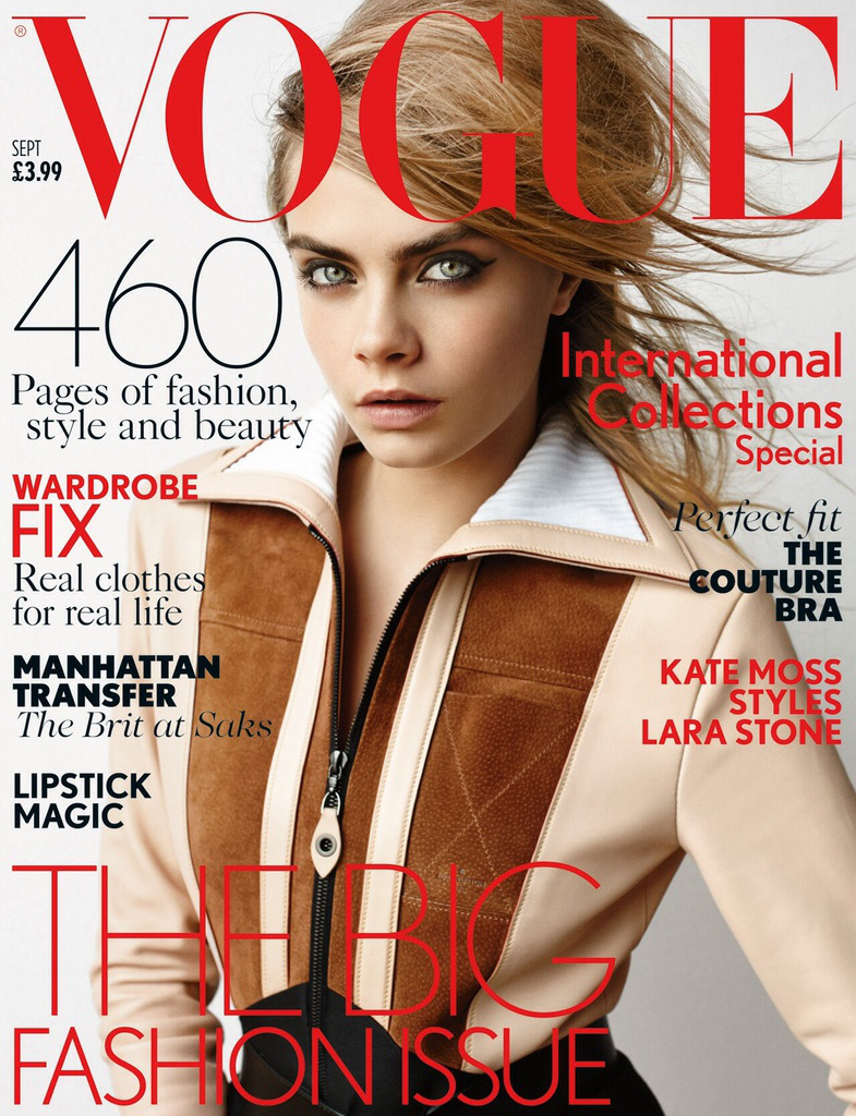 MODEL CARA DELEVINGNE LANDS THE COVER OF BRITISH VOGUE SEPTEMBER ISSUE